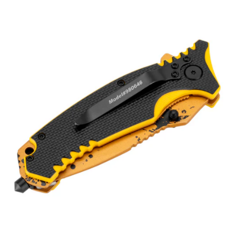 Caterpillar 8 Inch Folding Pocket Knife With Glass Break Gift Box