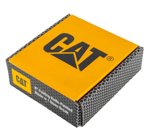 Caterpillar 8 Inch Folding Pocket Knife With Glass Break Gift Box
