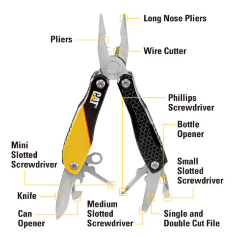 Caterpillar 12-in-1 Multi Tool Yellow/Black Handle