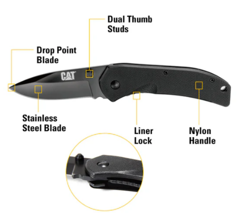 Caterpillar 6" Drop Point Folding Knife