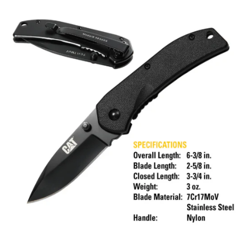 Caterpillar 6" Drop Point Folding Knife