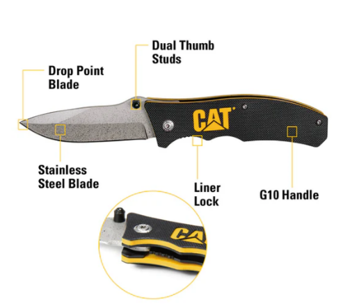 Caterpillar 7-1/2" Drop Point Folding Knife