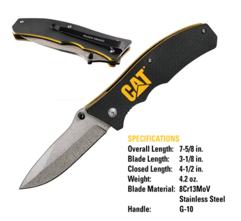 Caterpillar 7-1/2" Drop Point Folding Knife