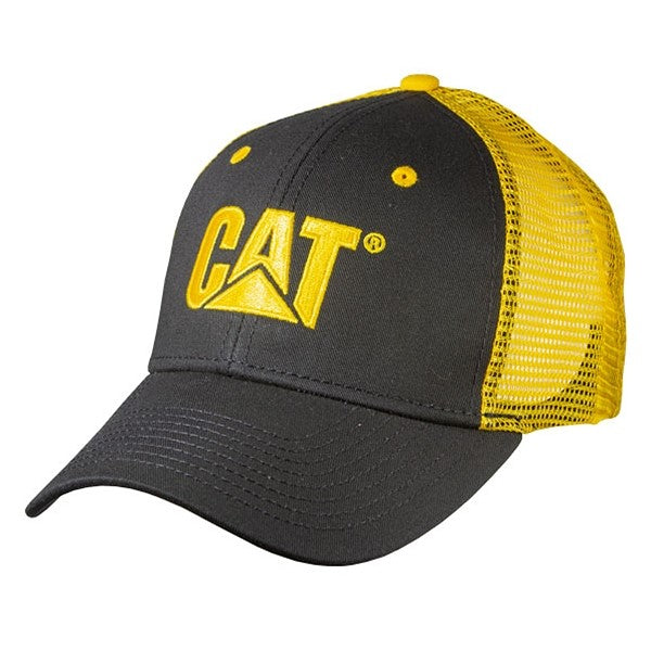 caterpillar Big Iron Black Cap w/Yellow Mesh