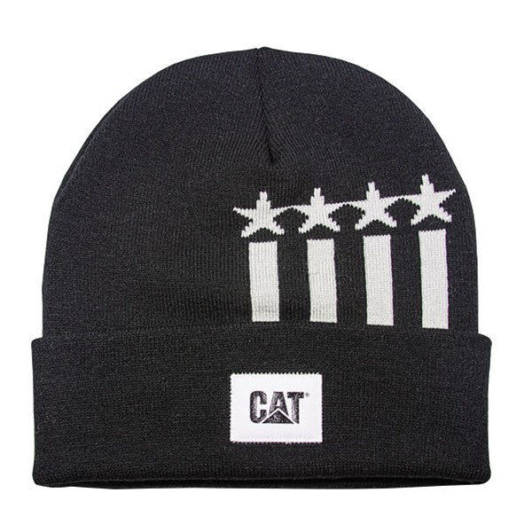 caterpillar Black Knit Cap w/Stars