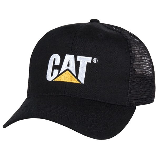 caterpillar Blk Twill Mesh Cap W/ 2tn Emb Logo