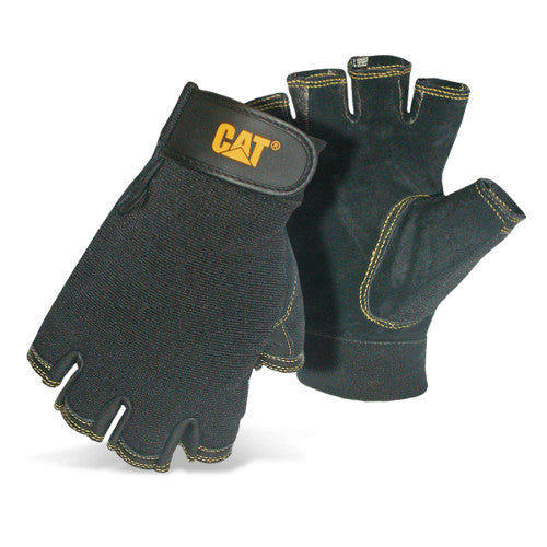 caterpillar Half Finger Reversed Pigskin Glove