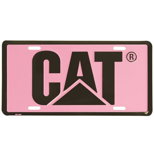 caterpillar License Plate Pnk/Blk Logo