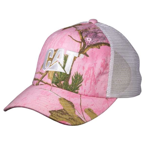 caterpillar Pink Camo w/White Mesh Cap