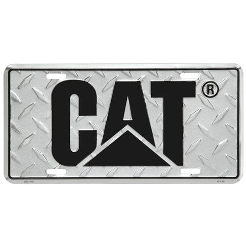 caterpillar Treadplate License Plate Slvr/Blk