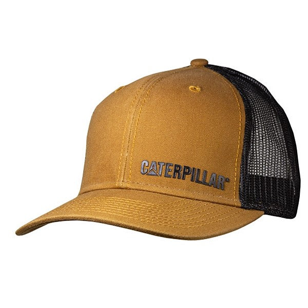 caterpillar Washed Canvas Cap w/Black Trucker Mesh