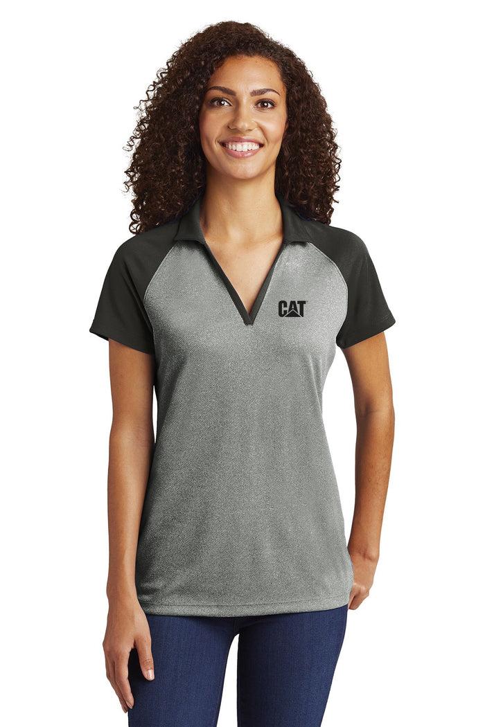 caterpillar Women's Raglan Heather Block Polo