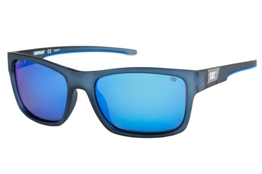caterpillar Coder Sunglasses Matte Navy Crystal w/Blue Mirror Lens