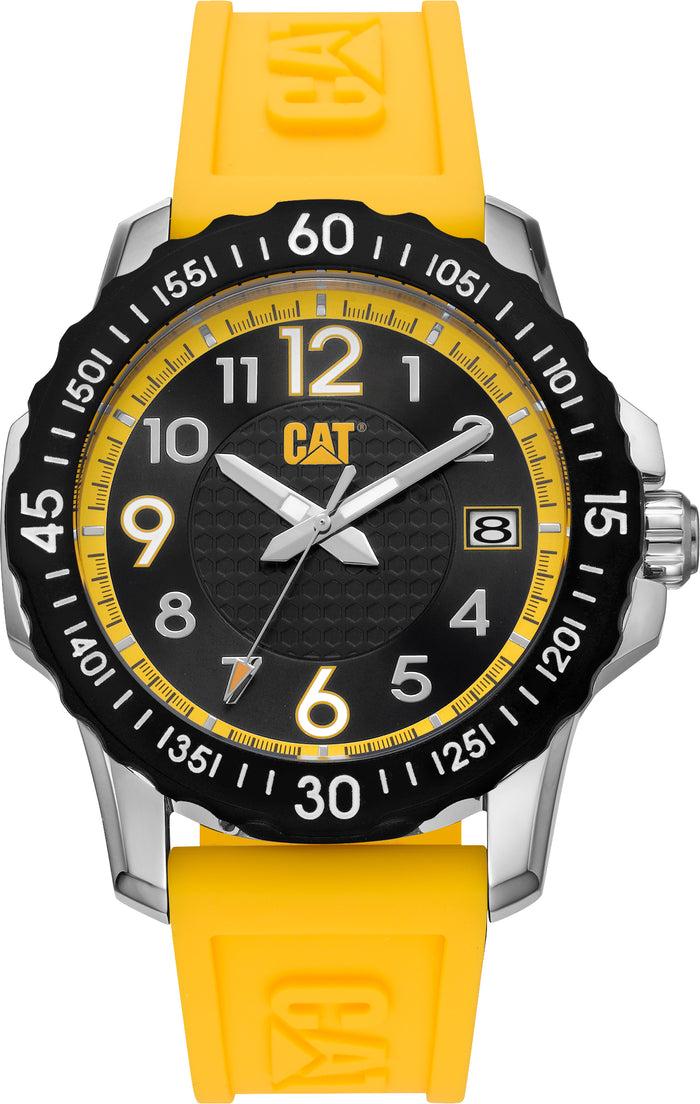 caterpillar Downforce Watch Black Dial w/Yellow Silicone Strap