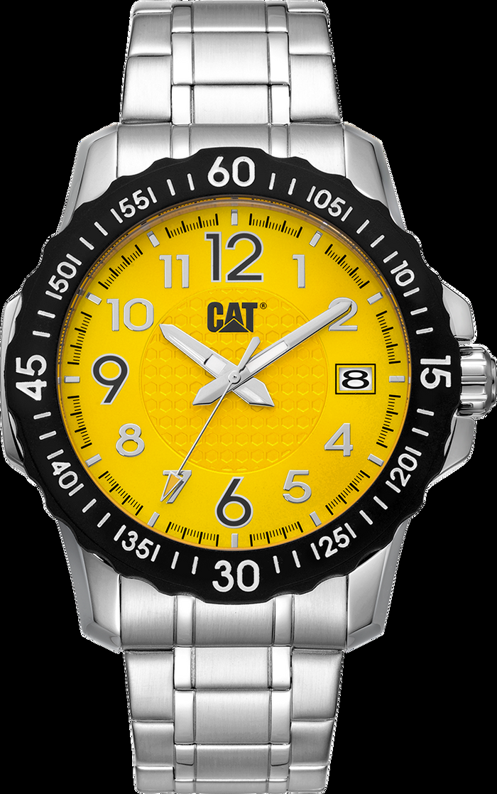 caterpillar Downforce Watch Yellow Dial w/Stainless Steel