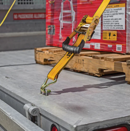 Caterpillar Heavy Duty Ratchet Tie Down With Double J-Hook - 27 Feet X 2 Inches