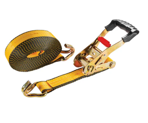 caterpillar Heavy Duty Ratchet Tie Down with Double J-Hook - 27 Feet x 2 Inches