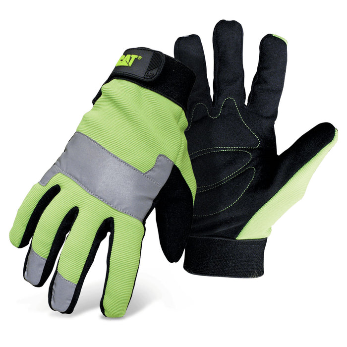 caterpillar High Visibility Padded Palm Utility Gloves Green