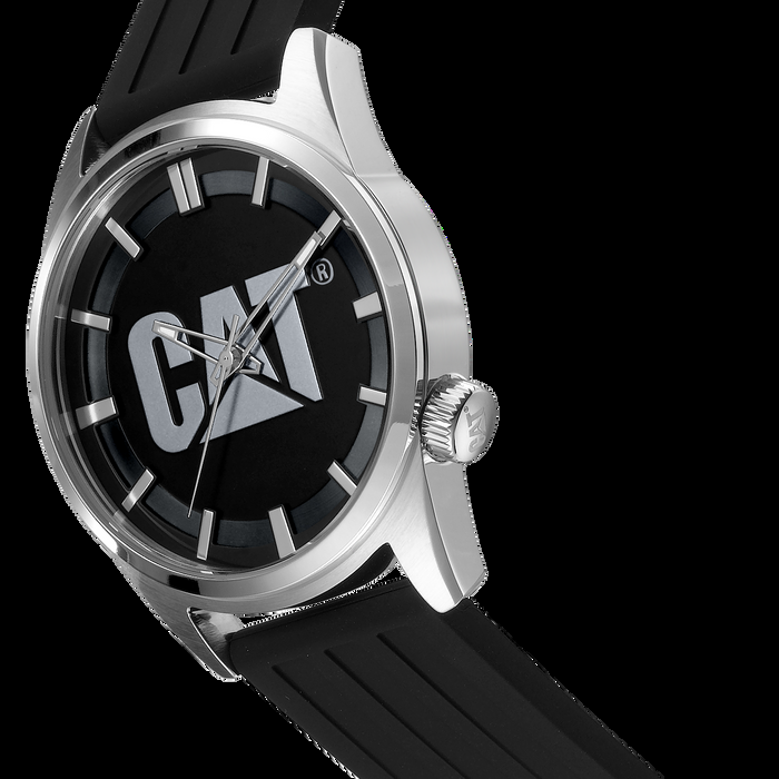 Caterpillar Icon Watch Black/Silver Dial Stainless Steel W/Silicone Strap