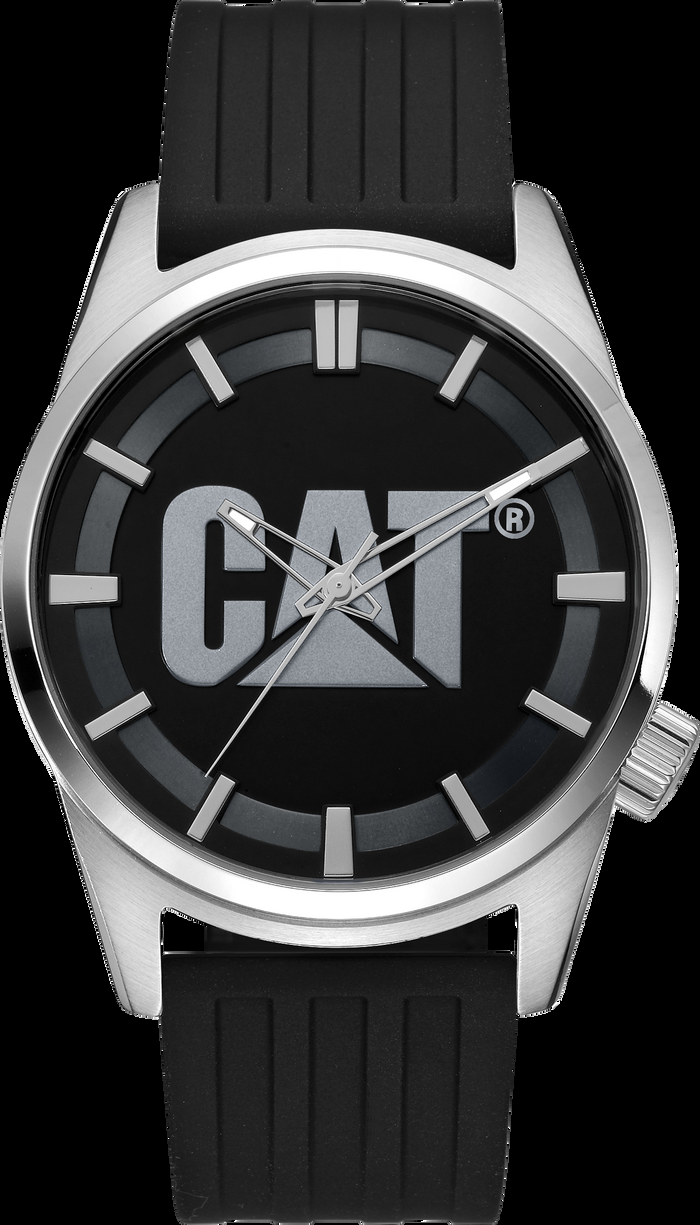 caterpillar Icon Watch Black/Silver Dial Stainless Steel w/Silicone Strap