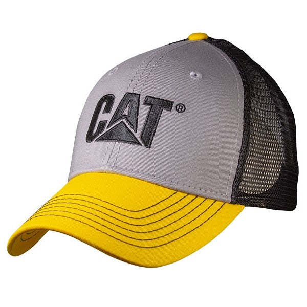 caterpillar Low Profile Thick Stitch Grey Cap w/Black Mesh