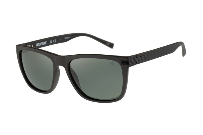 caterpillar Monoblock Sunglasses Matte Black w/Vintage Green Lens