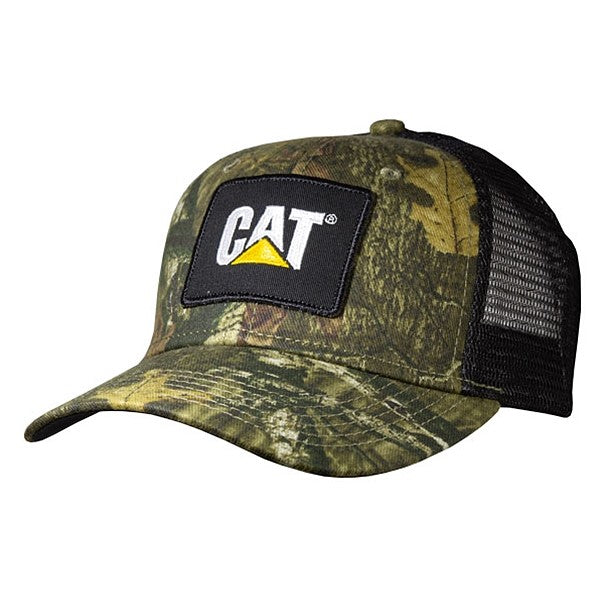 caterpillar Mossy Oak Digger Patch Cap with Black Mesh