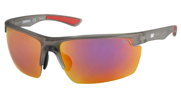 caterpillar Pickup Sunglasses Matte Gray Crystal w/Red Mirror Lens