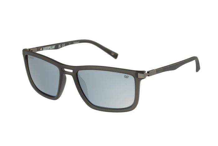 caterpillar Polarized Sunglasses Matte Gray w/Silver Flash Lens
