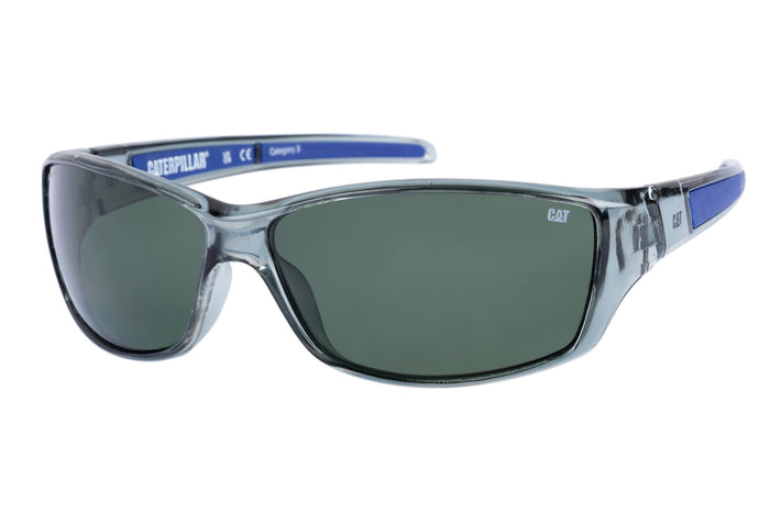 caterpillar Sleek Sunglasses Gloss Grey w/Solid Green Lens