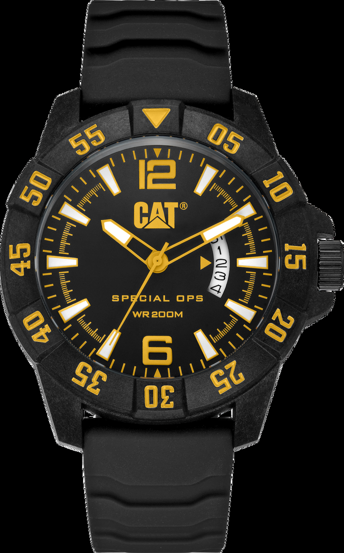 caterpillar Special OPS 4 Watch Black Dial w/Silicone Strap