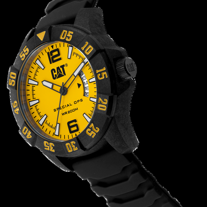 Caterpillar Special OPS 4 Watch Yellow Dial W/Silicone Strap