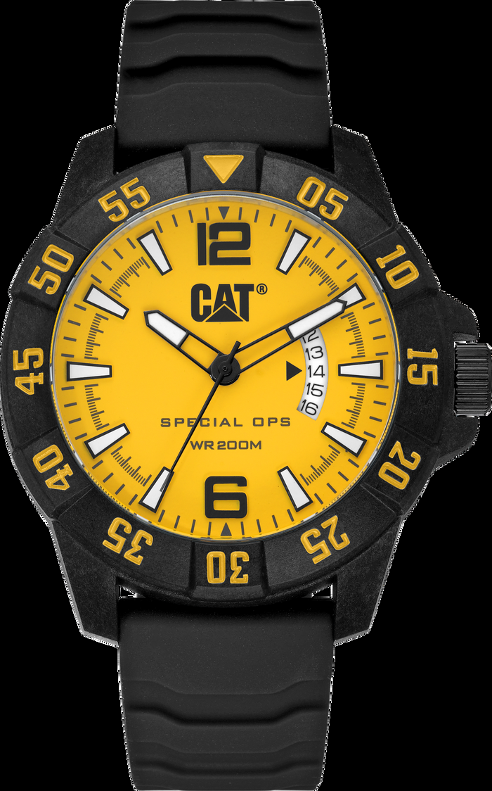 caterpillar Special OPS 4 Watch Yellow Dial w/Silicone Strap