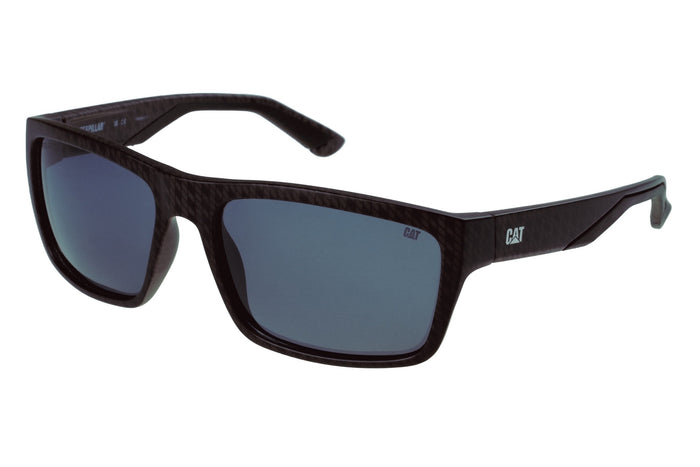 caterpillar Square Sport Sunglasses Matte Chevron Black w/Silver Flash Lens