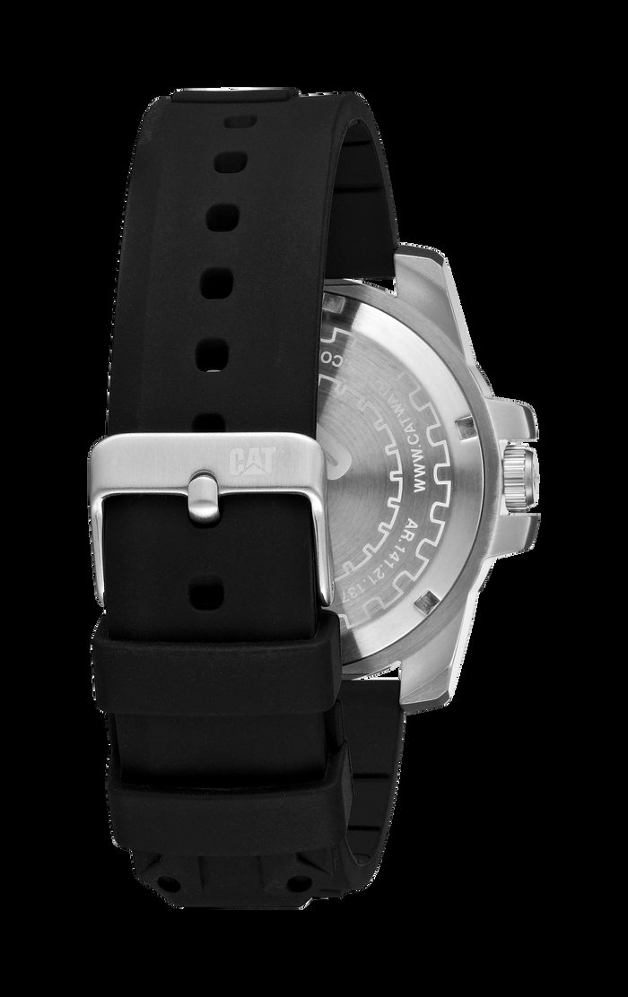 Caterpillar Steel Barricade Watch Black/Yellow Dial W/Silicone Strap