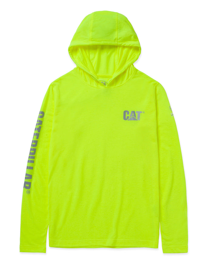 caterpillar Women's Hi-Vis UPF Hooded Banner L/S Tee