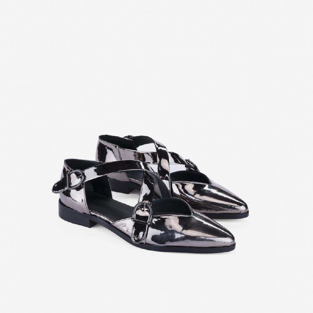 Cb Cecilia Bringheli Croce Patent Silver Fabric