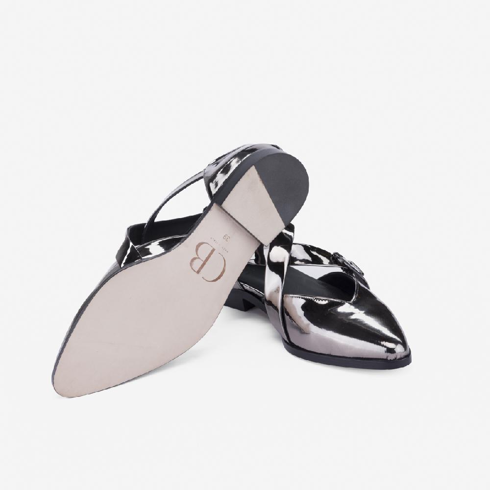Cb Cecilia Bringheli Croce Patent Silver Fabric