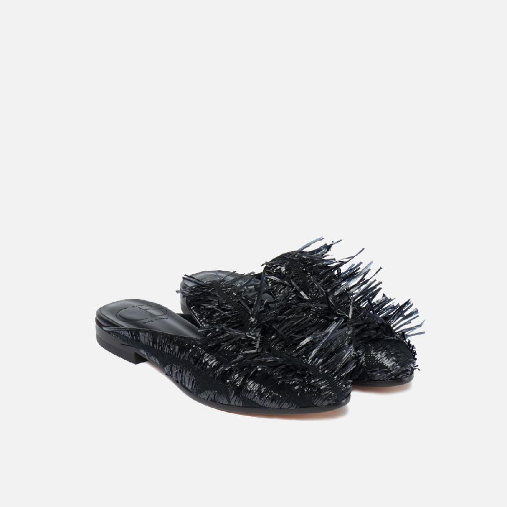 Cb Cecilia Bringheli Ravello Black Fringed Raffia