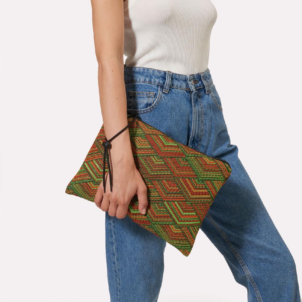 Cb Cecilia Bringheli Ventiquattro Green Orange Black Woven Fabric