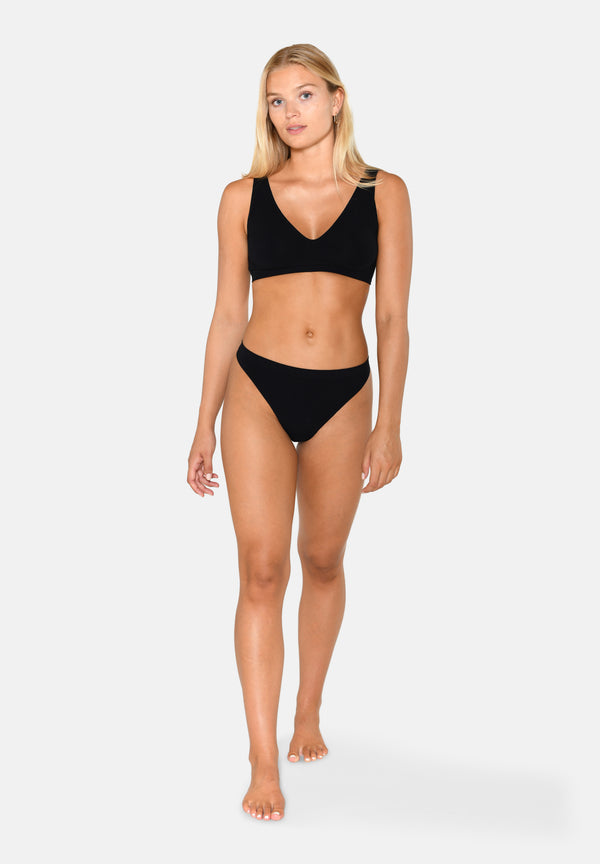 Ccdk Bamboo Seamless String Brief Black