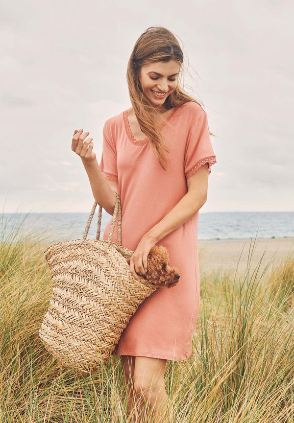Ccdk Jacqueline Short Sleeve Dress Light Mahogany
