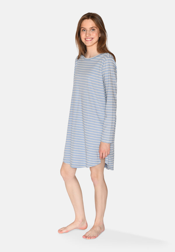 Ccdk Nicole L/S Dress Faded Denim Stripe