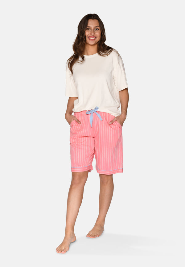 Ccdk Victoria Long Shorts Geranium Pink Stripe