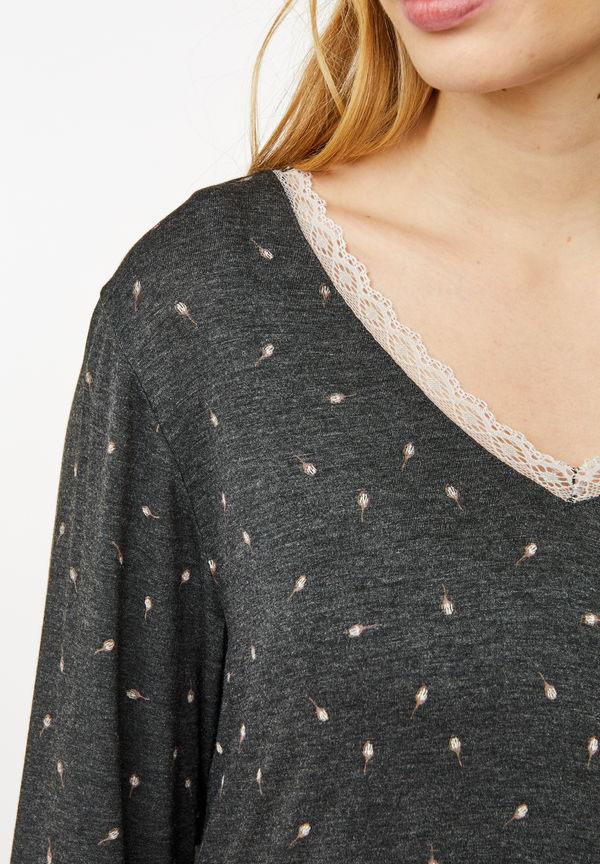 Ccdk Jacqueline Long Sleeve Dress Dark Grey Melange