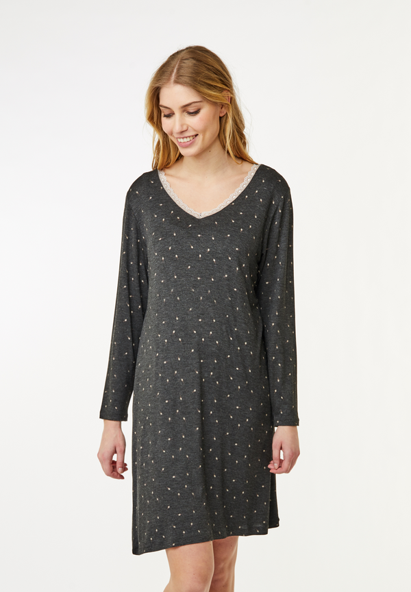 Ccdk Jacqueline Long Sleeve Dress Dark Grey Melange