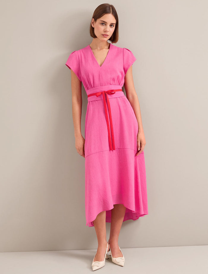 cefinn Aria Techni Voile Maxi Dress - Hot Pink Crimson Dress