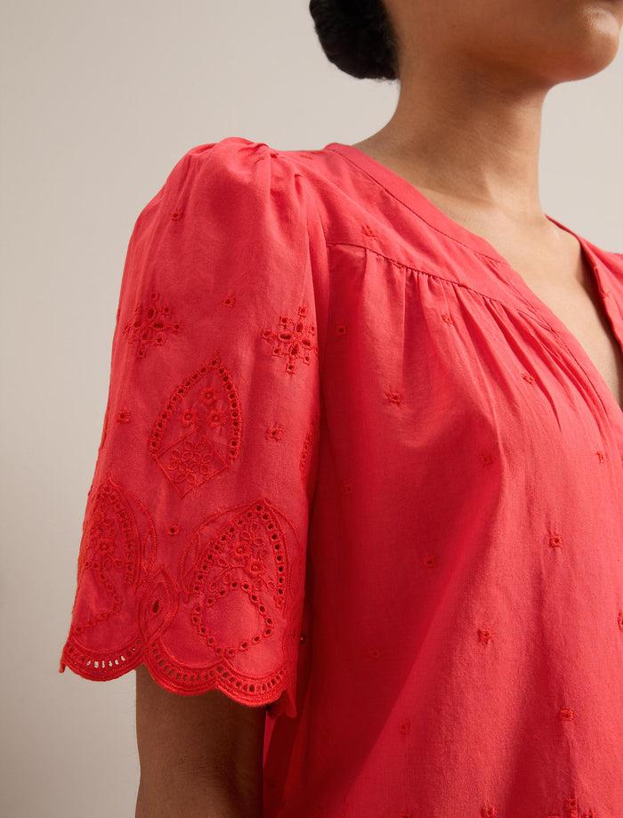 Cefinn Bonnie Organic Cotton Blouse - Coral Blouse