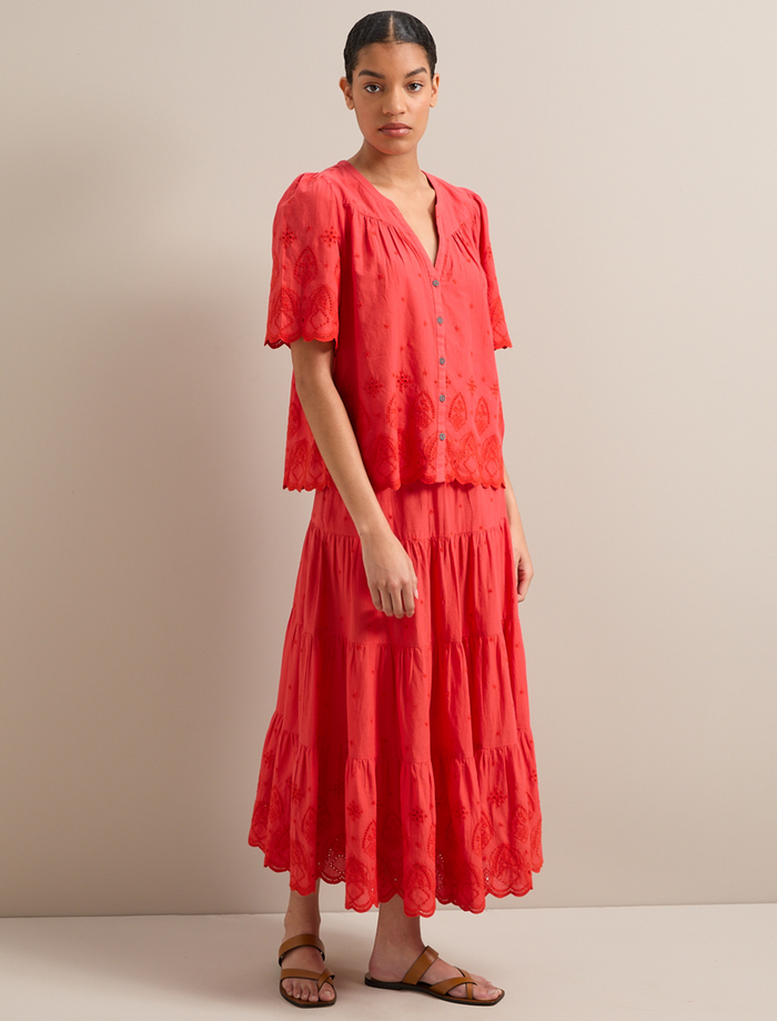 Cefinn Bonnie Organic Cotton Blouse - Coral Blouse