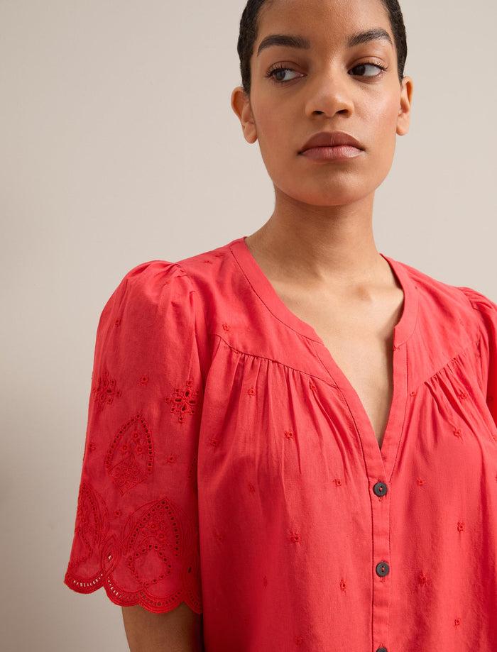 Cefinn Bonnie Organic Cotton Blouse - Coral Blouse
